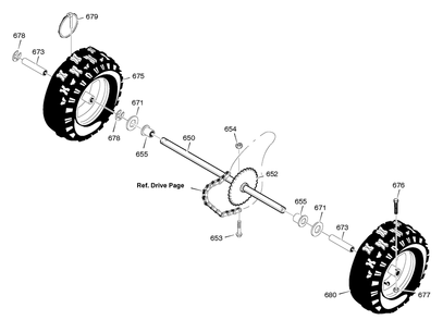 Wheels Diagram and Parts List for 627108X4A 2005 Briggs and Stratton Snow Blower